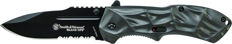 Smith & Wesson سكين طي بمقبض فضي من بلاك أوبس مع مشبك جيب، مقبض ألمنيوم، شفرة بطول 3.4 بوصة، شفرة من الفولاذ المقاوم للصدأ، للاستخدام التكتيكي، البقاء، في الهواء الطلق، وحملها يوميًا - Image 3